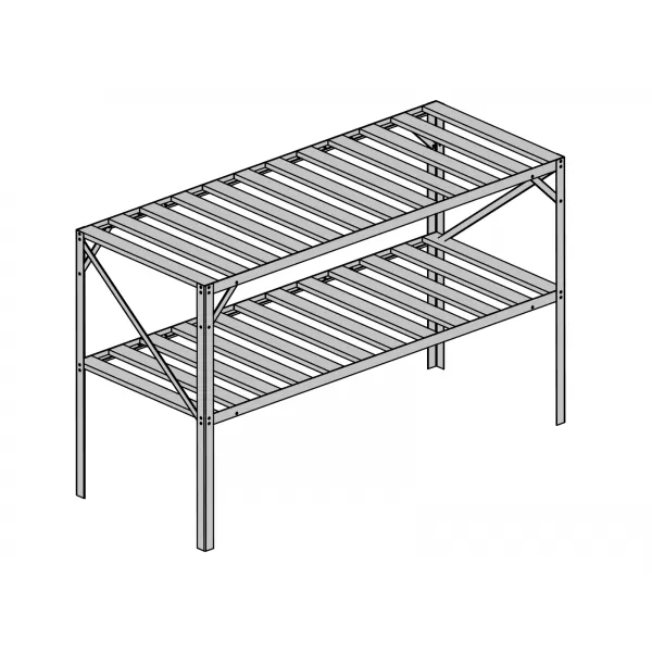 AL regál 130x50 cm dvoupolicový stříbrný GSB2 LANITPLAST 	LG2632