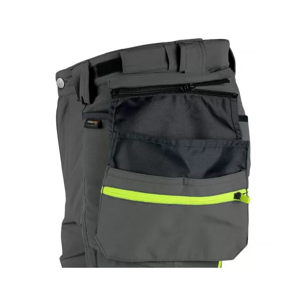 Kalhoty Canis CXS NAOS pánské, šedo-černé, HV žluté doplňky