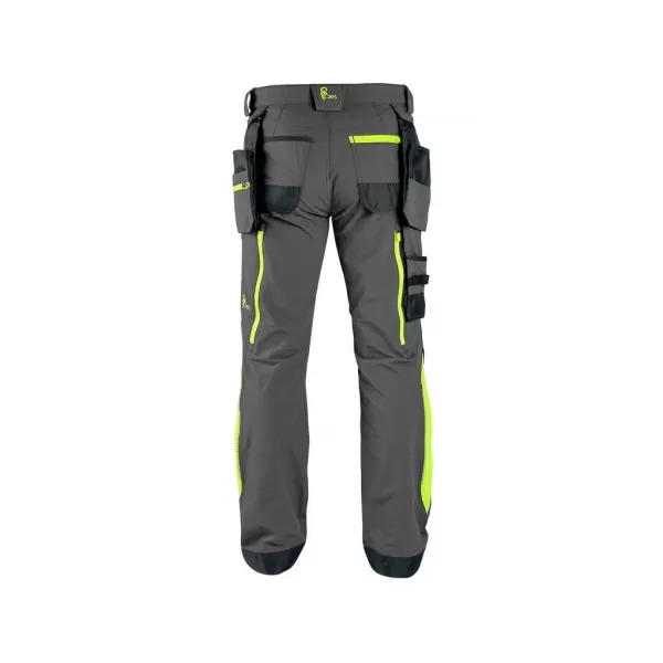 Kalhoty Canis CXS NAOS pánské, šedo-černé, HV žluté doplňky