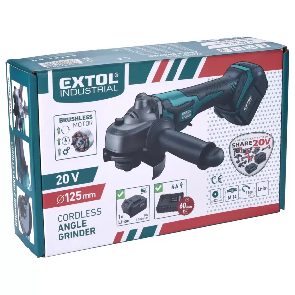 Aku úhlová bruska 125mm 20V 4,0Ah Extol Industrial 8791842
