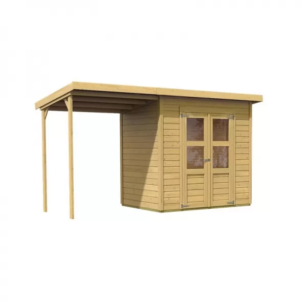 Dřevěný domek KARIBU MERSEBURG 3 + přístavek 166 cm (68763) natur LG1750
