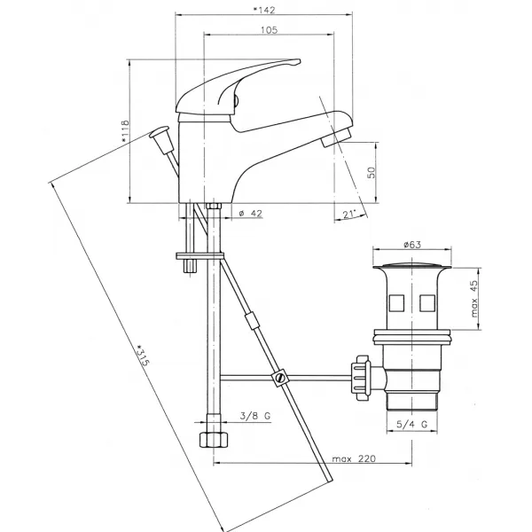Umyvadlová baterie s výpustí Titania Iris chrom Novaservis 92001,0