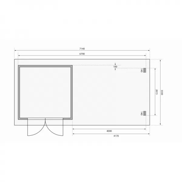 Dřevěný domek KARIBU BASTRUP 5 + přístavek 400 cm včetně zadní stěny (9311) natur LG3020