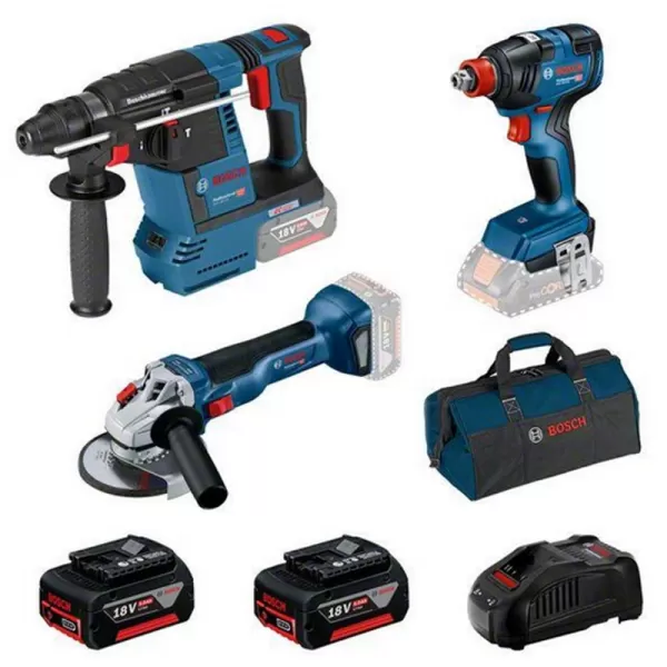 Aku sada Bosch GBH 18V-26 + GDX 18V-200 + GWS 18V-10 + 2×5,0Ah 0615990N21