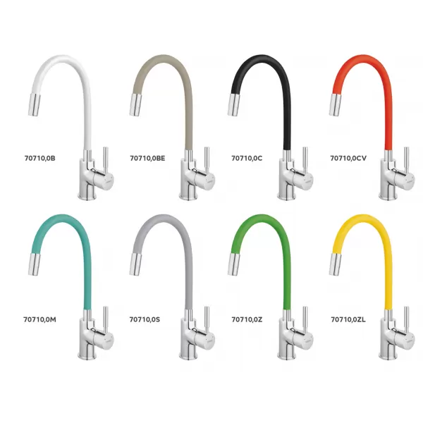 Dřezová stojánková baterie stříbrošedá s elastickým ramenem Novaservis 70710,0S