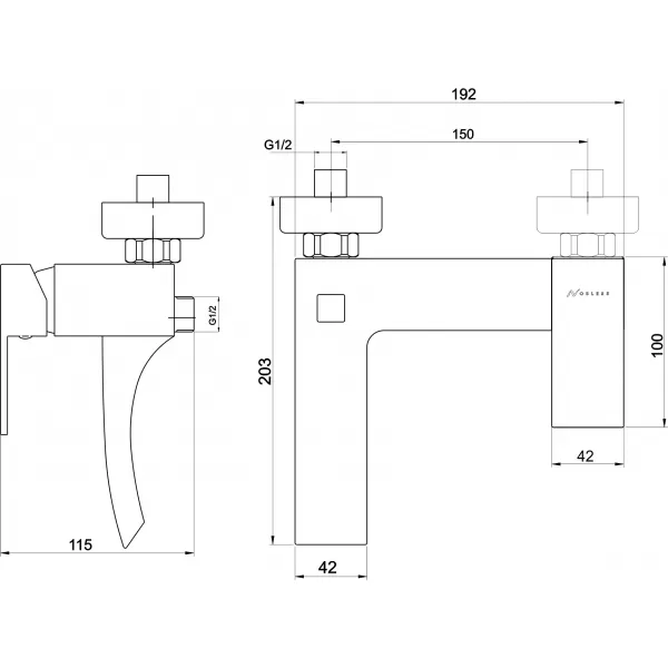 Vanová baterie bez příslušenství 150 mm EDGE chrom Novaservis 36020/1,0