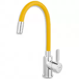 Dřezová stojánková baterie, žlutá-chrom s elastickým ramenem Novaservis 70710,0ZL