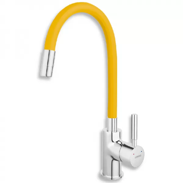 Dřezová stojánková baterie, žlutá-chrom s elastickým ramenem Novaservis 70710,0ZL
