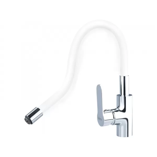 Umyvadlová stojánková baterie s flexibilním ramínkem, 35mm, bílá BALLETTO 81122