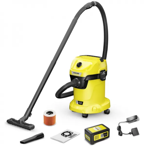 Aku vysavač na mokré a suché nečistoty 18V, 5,0Ah WD 3-18 V-17/20 Battery Set Kärcher 1.628-551.0