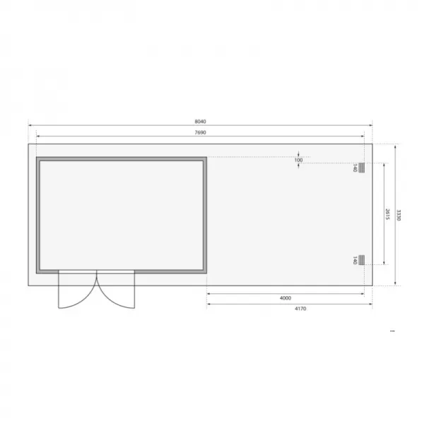 Dřevěný domek KARIBU BASTRUP 5 + přístavek 400 cm (73991) natur LG2916