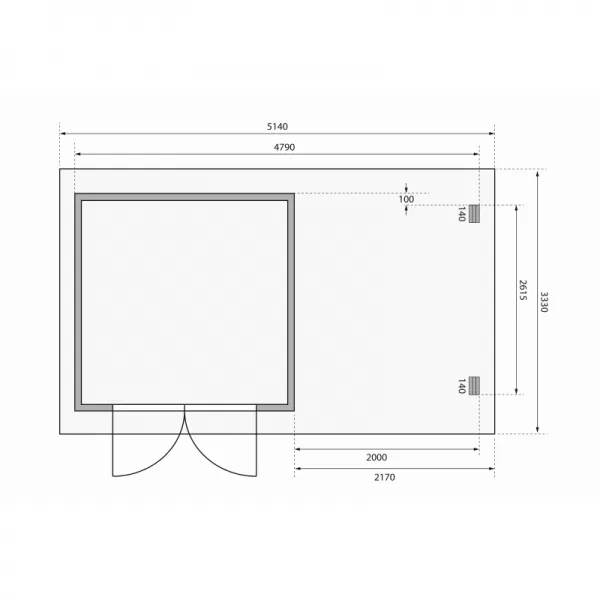 Dřevěný domek KARIBU BASTRUP 5 + přístavek 200 cm včetně zadní stěny (9309) natur LG3017