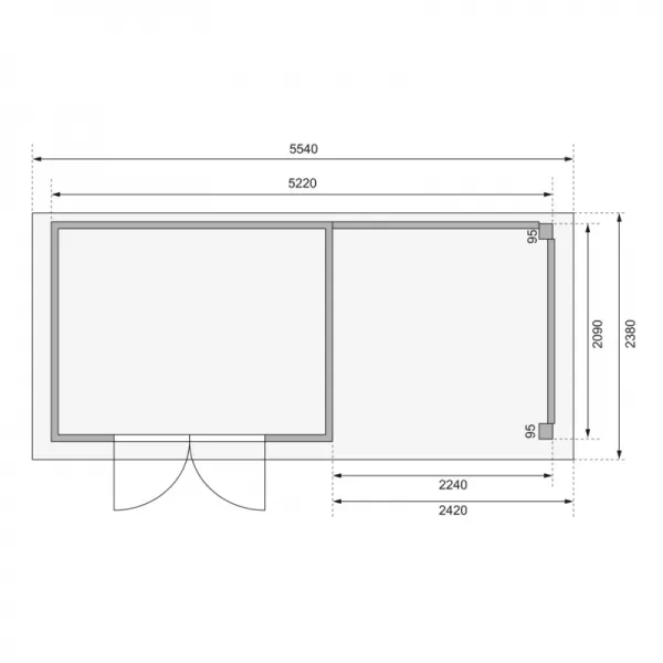 Dřevěný domek KARIBU KERKO 4 + přístavek 240 cm (82940) natur LG2968