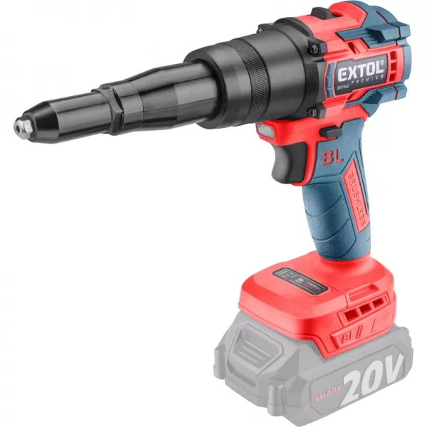 Aku nýtovací pistole 20V/bez aku SHARE20V, BRUSHLESS Extol Premium 8891869