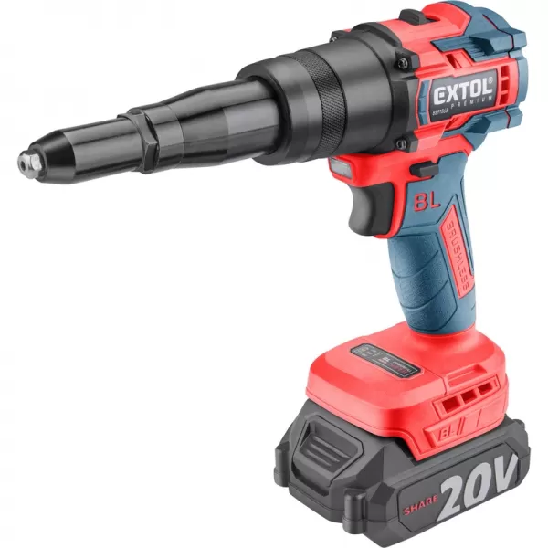 Aku nýtovací pistole 20V/2,0 Ah SHARE20V, BRUSHLESS Extol Premium 8891868