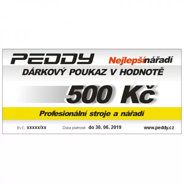 Dárkový poukaz PEDDY na nákup zboží v hodnotě 500 Kč