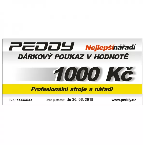 Dárkový poukaz PEDDY na nákup zboží v hodnotě 1000 Kč