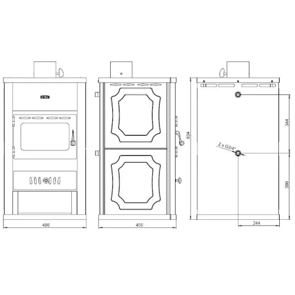 Krbová kamna s teplovodním výměníkem Prity S1 W10 černá