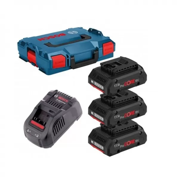 Aku sada Bosch 3× aku ProCORE18V 4,0Ah + GAL 1880 CV L-BOXX 0615990L1R
