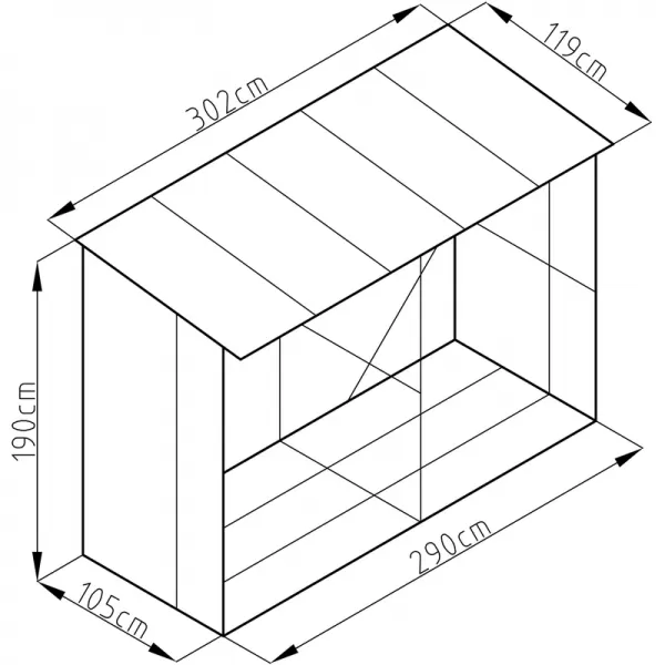 Přístřešek na dřevo G21 WOH 682 - 302 x 119 cm, antracitový 63900516