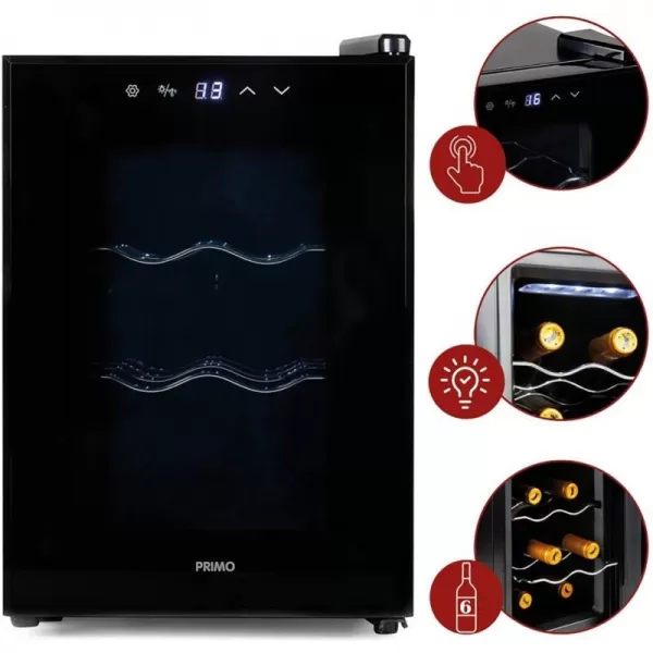 Domácí vinotéka na 6 lahví černá PRIMO PR168WK