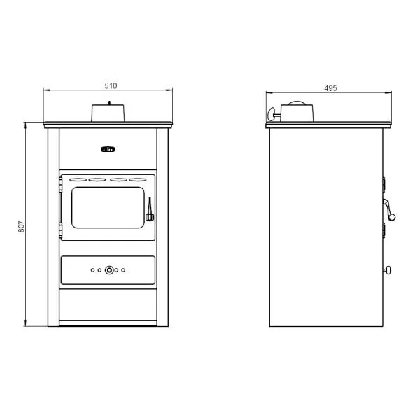 Krbová kamna s litinovou plotnou Prity K2 CP