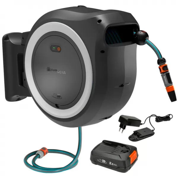 Aku nástěnný box na hadici PowerRoll XL 35 m, bílý - 18V 1x2,5Ah Gardena 118642-20