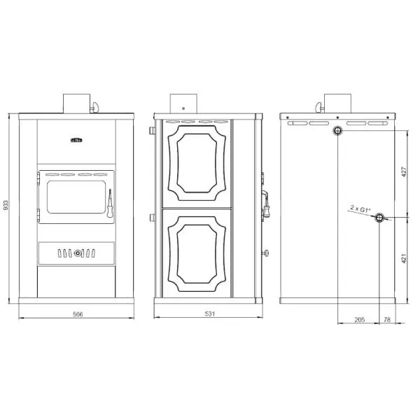 Krbová kamna s výměníkem Prity S3 W17
