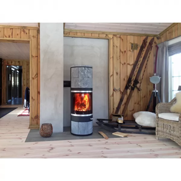 Krbová kamna zadní vývod SCAN 83-8 MAXI, mastek, hliníkové lišty, černý lak