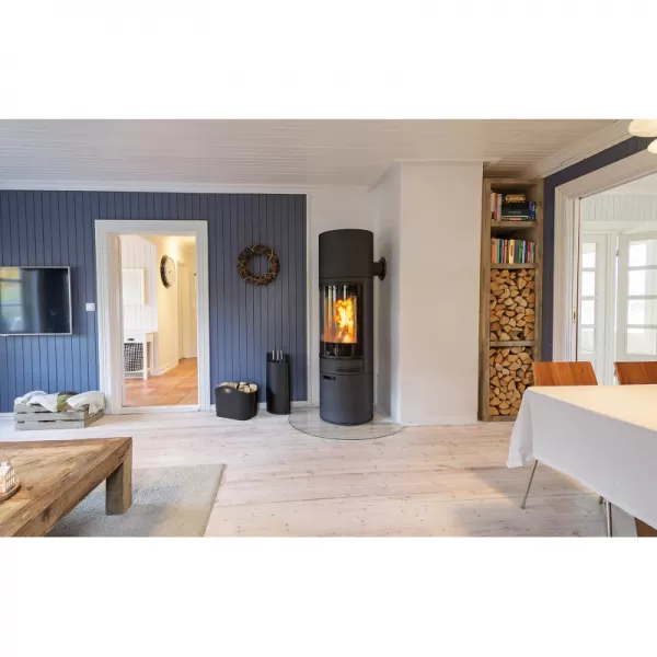 Krbová kamna SCAN 85-3, vnitřní díly vermikulitové, černé lišty, černý lak