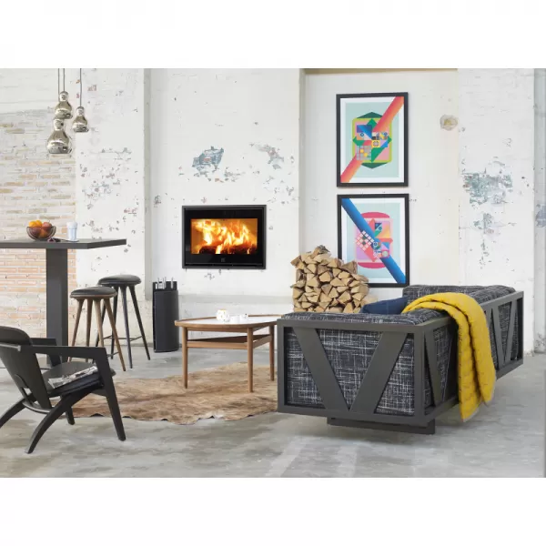 Krbová vložka SCAN 1004 vnitřní díly vermikulitové, černý rámeček, černé sklo