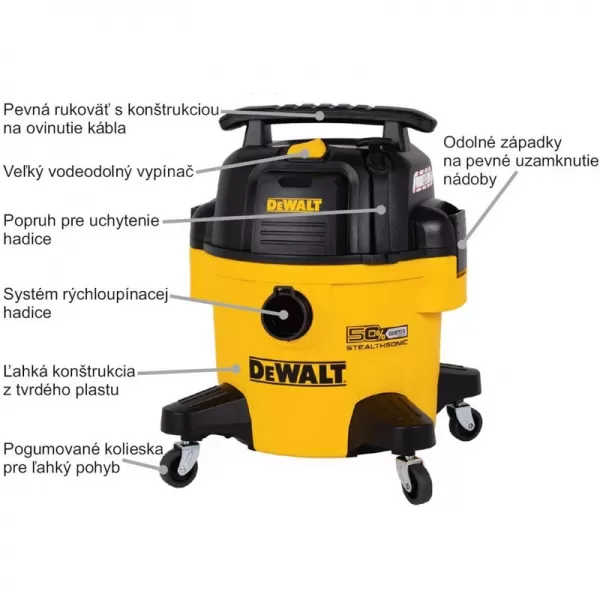 Vysavač na mokré a suché vysávání 23l DeWALT DXV23P