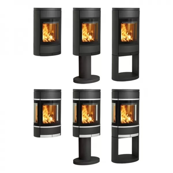 Krbová kamna závěsná s bočním prosklením, hliníkové lišty SCAN 68-8 černý lak