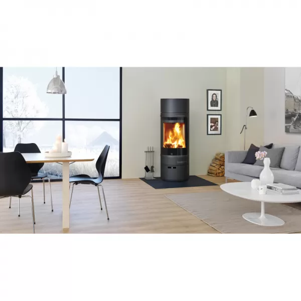 Krbová kamna SCAN 85-1, vnitřní díly keramické, černé lišty, černý lak