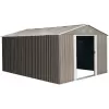Zahradní domek kovový 3 x 3,7 m se sedlovou střechou hnědý Riwall RMSA 12x10 Brown