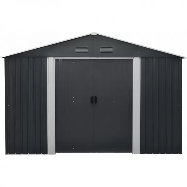 Zahradní domek kovový 3 x 3,7 m se sedlovou střechou antracit Riwall RMSA 12x10 Anthracite