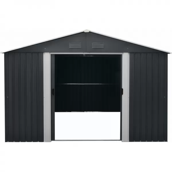 Zahradní domek kovový 3 x 3,7 m se sedlovou střechou antracit Riwall RMSA 12x10 Anthracite
