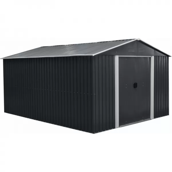 Zahradní domek kovový 3 x 3,7 m se sedlovou střechou antracit Riwall RMSA 12x10 Anthracite