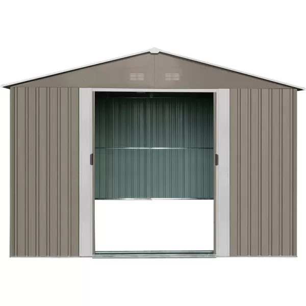 Zahradní domek kovový 3 x 2,4 m se sedlovou střechou hnědý Riwall RMSA 8x10