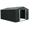 Zahradní domek kovový 3 x 3,7 m se sedlovou střechou antracit Riwall RMSA 12x10 Anthracite