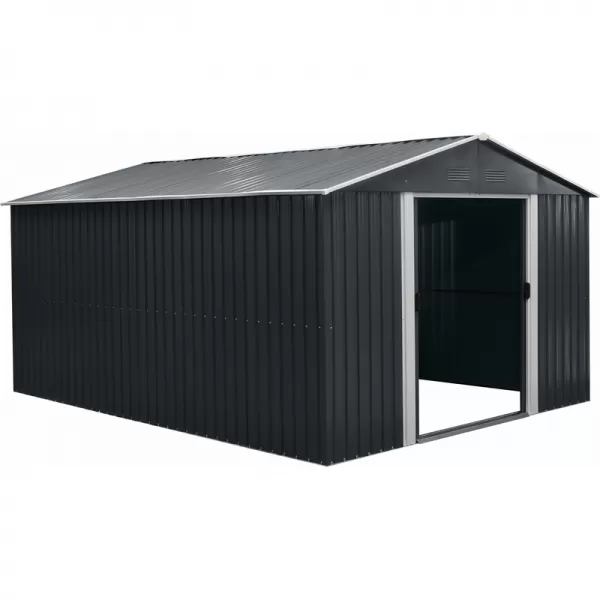 Zahradní domek kovový 3 x 3,7 m se sedlovou střechou antracit Riwall RMSA 12x10 Anthracite