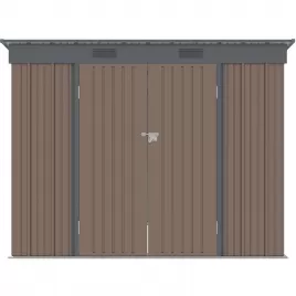 Zahradní domek kovový 2,4 x 1,8 m s pultovou střechou hnědý Riwall RMSP 6x8
