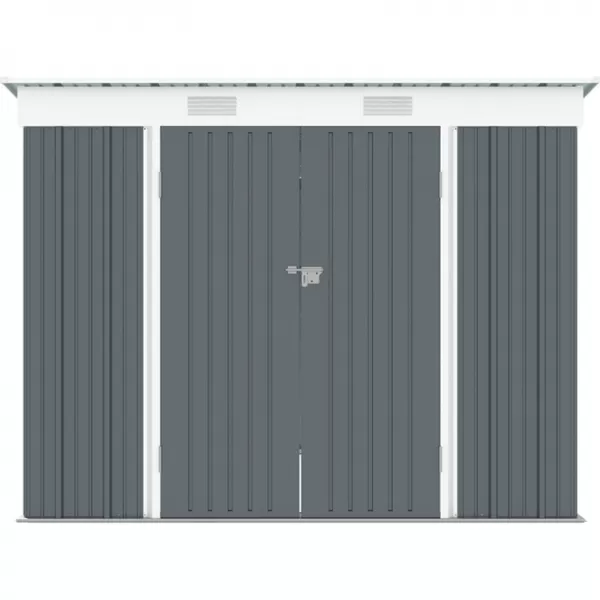 Zahradní domek kovový 2,4 x 1,8 m s pultovou střechou antracit Riwall RMSP 6x8