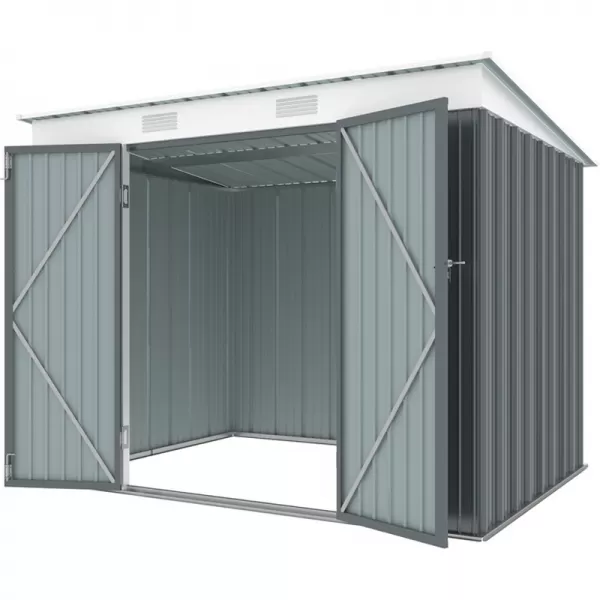 Zahradní domek kovový 2,4 x 1,8 m s pultovou střechou antracit Riwall RMSP 6x8