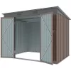 Zahradní domek kovový 2,4 x 1,8 m s pultovou střechou hnědý Riwall RMSP 6x8