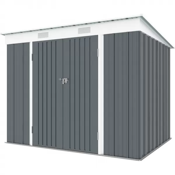 Zahradní domek kovový 2,4 x 1,8 m s pultovou střechou antracit Riwall RMSP 6x8