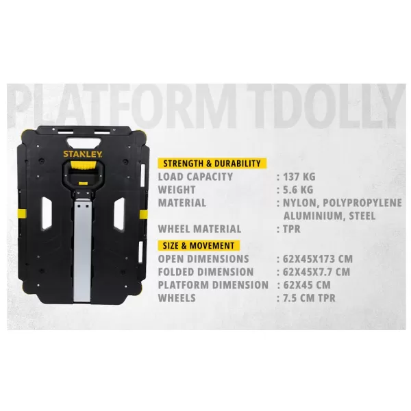 Skládací plošinový vozík 137 kg s madlem Stanley SXWT-PC532