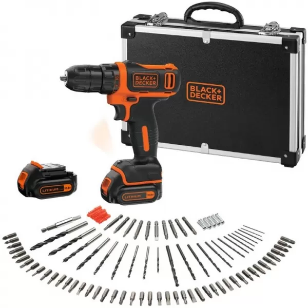 Aku vrtačka 10,8V 2x1,5Ah + 100ks příslušenství Black&Decker BDCDD12BAFC