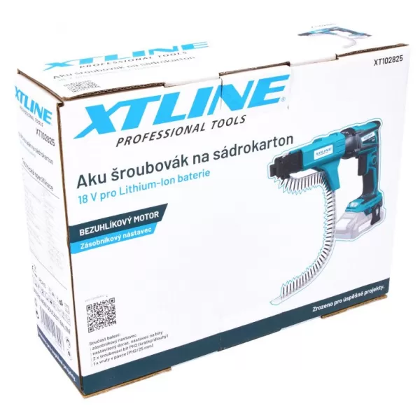 Aku šroubovák na sádrokarton bezuhlíkový 18V/bez aku Xtline XT102825