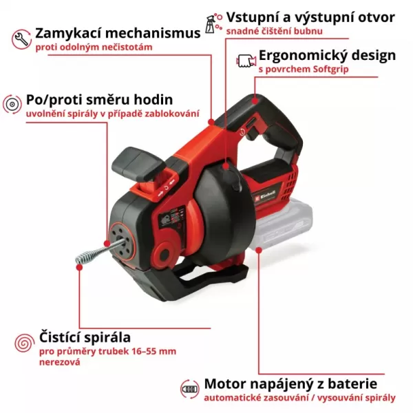 Aku čistič trubek 18V/bez aku TE-DA 18/760 Li Solo Einhell 4514160